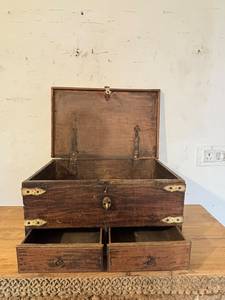 Paradise Handicrafts Contemporary Solid Teak <b>Storage</b> <b>Chest</b> with 3 Brass Drawers for Bedroom & Living Room - Product Image 6
