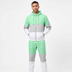 Ensemble de survêtement unisexe personnalisé en nylon coupe-vent écologique à capuche, 2 pièces, avec cordon de serrage, style streetwear - Product Image 1