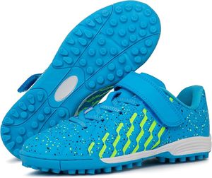 Chaussures de football bleues en mesh pour garçons avec sangle Velcro, semelle extérieure en caoutchouc respirant, semelle intermédiaire en EVA, crampons de sport d'été - Product Image 4