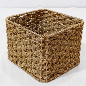 Modern <b>Square</b> Seagrass Storage Cube Open Shelf Organizer <b>Basket</b> Eco-Friendly for Hotel Use - Product Image 2