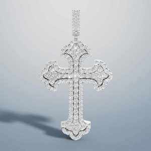 จี้รูปกางเขนฮิปฮอปประดับเพชรโมอิสซาไนต์ทรงสวยงาม เงินแท้ 925 ชุบทอง พร้อมใบรับรอง GRA สร้อยคอสำหรับทุกเพศ - Product Image 3