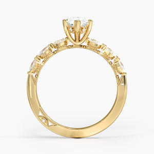 Elegante Anillo de Oro para Novia con Diamantes Brillantes, Anillo de Compromiso Romántico para Mujer - Product Image 2