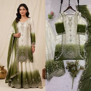 THIS <b>WEDDING</b> SEASON WEAR OUR BEAUTIFUL SEQUENCE EMBROIDERED <b>TOP</b> PLAZZO WITH DUPATTA - Product Image 5