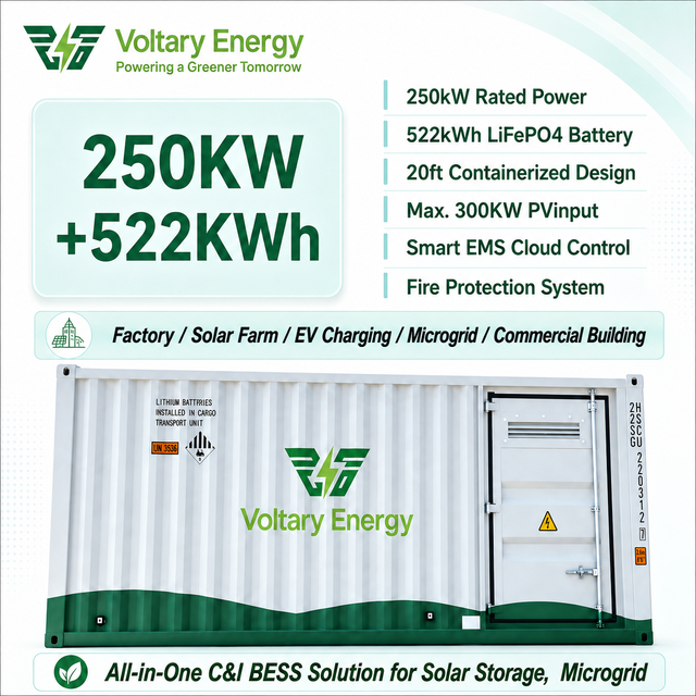 250kW 500kWh Containerized Energy Storage System LiFePO4 Battery BESS for Commercial Industrial Solar Storage,20ft Container ESS