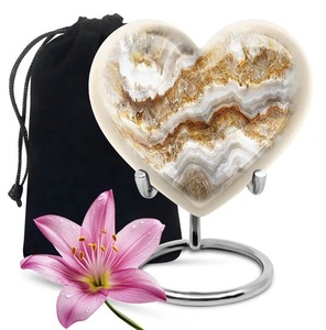 Urna de cremación para siempre conmemorativa de corazón de mamut de alta calidad más vendida para cenizas humanas con soporte y bolsa de terciopelo gratis - Product Image 4