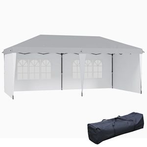 "20FT X 10FT White Pop up <b>Canopy</b> <b>Tent</b> with 4 Sidewalls & Carry Bag for Garden Patio" - Product Image 1