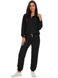 ชุดเซ็ตวอร์มลำลองสำหรับผู้ชาย แบบสวมใส่ได้ทั้งชายและหญิง สกรีนโลโก้ได้ตามต้องการ เหมาะสำหรับฤดูหนาว มีฮู้ดและกางเกงจ็อกเกอร์ ลายเรียบ สีพื้น ชุดสองชิ้นเข้าชุดกัน - Product Image 3