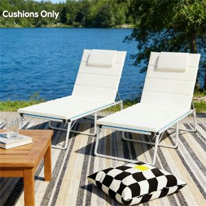 Set di Due Cuscini Pieghevoli Bianco Crema per Sdraio da Esterno (Solo Cuscino) - Product Image 1