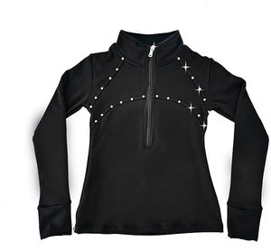 Chaqueta de Entrenamiento de Patinaje sobre Hielo Brillante para Niña, Top de Felpa con Diamantes, Ropa de Entrenamiento de Patinaje Premium para Niñas - Product Image 1