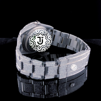 Montre de haute qualité avec mouvement ETA noir, diamants Moissanite, boîtier en acier inoxydable, résistance à l'eau 3BAR, style Hip Hop unisexe