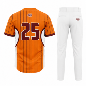 Ensemble d'uniformes de baseball sublimés personnalisés de haute qualité, maillot de baseball à rayures fines entièrement boutonné avec pantalon, vêtements de sport pour équipes masculines - Product Image 2