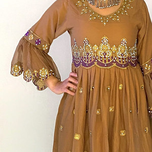 Robe afghane pour femmes, tenue musulmane traditionnelle élégante, vêtements ethniques brodés à manches longues, coupe ample, tenue modeste et confortable - Product Image 4