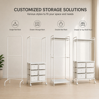 Porte-vêtements double à barres en acier inoxydable, organisateur de vêtements sur pied pour chambre à coucher, design minimaliste avec roulettes