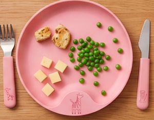Ensemble de couverts roses pour enfants avec design d'animaux de dessin animé, manche en plastique, couverts en acier inoxydable pour les repas des enfants - Product Image 4