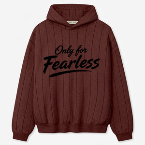 เสื้อสเวตเชิ้ตมีฮู้ดลายทางผู้ชายทรงโอเวอร์ไซส์ลำลองผ้าฝ้ายถักพิมพ์ลาย Fearless โลโก้ด้านหน้าสำหรับใส่ในฤดูใบไม้ร่วง - Product Image 2