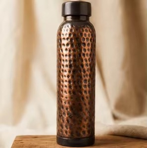 Copper Water Bottle 1000ml With Chakra Design Portable Travel <b>Drinkware</b> Oriental Style Lids Included - Product Image 3