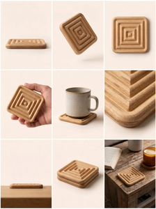 ที่รองแก้วไม้ ของขวัญทำมือ ที่รองแก้วลายเกลียวไม่ซ้ำใคร ที่รองแก้วไม้หายาก - Product Image 2