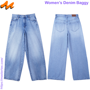 Pantalon ample et décontracté pour femme, coupe large, délavage clair, en coton BCI et recyclé, confectionné en tissu de 10,03 oz - Product Image 1