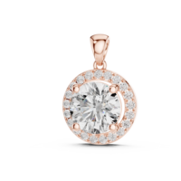 Pendentif Moissanite taille brillant 3,2 carats avec halo, plaqué or rose, en argent sterling 925, forme fleur, sertissage griffe, bijou tendance