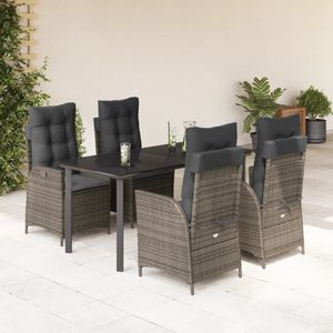 5 pezzi grigio Poly Rattan Patio Set da pranzo con cuscini mobili da esterno durevoli - Product Image 1