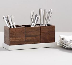 Portacubiertos de Madera Hecho a Mano, Cesta Organizadora Multiusos para Cocina con Diseño Moderno y Soporte Ajustable para Cucharas - Product Image 5