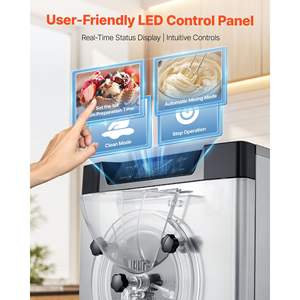 Machine à glace dure commerciale 2400W, production de 3,17 à 5,28 gallons par heure, cylindre en acier inoxydable 304 de 10L, nettoyage automatique, panneau LED - Product Image 5