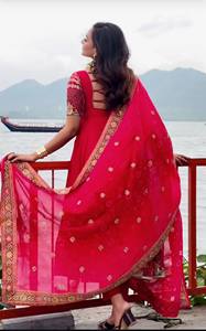 ชุดเดรส Anarkali ดีไซน์เนอร์งานฝีมือสไตล์ปากีสถาน 2 สี / ชุด Salwar Kameez สำหรับเจ้าสาว ชุดออกงาน ผ้าไหมจอร์เจตต์ - Product Image 4