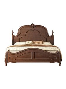 Classic Teak Wood <b>Bed</b> <b>Frame</b> Traditional Carved Bedstead with High Headboard - Product Image 1