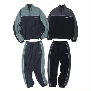 Ensemble 2 pièces coupe-vent personnalisé avec logo OEM pour homme, jogging et veste unisexes zippés, survêtements imprimés mi-lourds pour homme, style streetwear - Product Image 1
