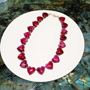 Necklace for Women Big Heart Bead Necklaces Large Statement Beads Choker Neck Costume Jewelry <b>Summer</b> - Product Image 2
