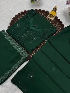 Conjunto de Fiesta para Mujer, Nuevo Lanzamiento, con Bordado de Georgette Fox Blooming, Lentejuelas de 3mm, Reversible, de Secado Rápido, Top y Pantalón Plazzo Dupta - Product Image 6