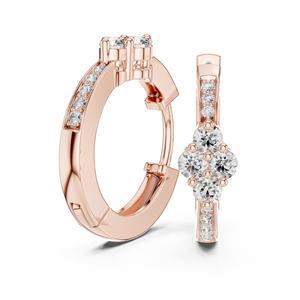 Pendientes de Aro VDS de Oro Rosa de 14K con Diamantes Naturales de Corte Brillante Redondo |   Moda Certificada por IGI para Mujer - Product Image 4