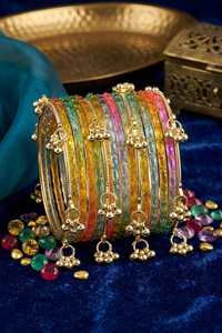 Bracelets Churiyan en argent/or plaqué, faits à la main, colorés, perles, pour femmes, traditionnels indiens, pakistanais, mariage, bracelets kashmiris, bracelets tendance - Product Image 4