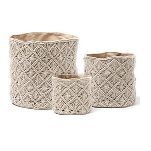 Modern Theme Wholesale Handmade Macrame Storage <b>Basket</b> Boho Decor Cotton <b>Rope</b> Handwoven Hollow <b>Basket</b> With Handle - Product Image 2