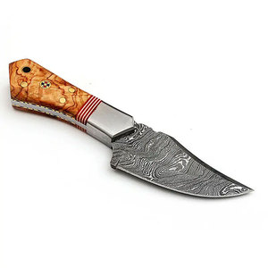 Cuchillo de Caza de Acero de Damasco Personalizado, Proveedor OEM ODM con Espiga Completa y Funda de Cuero para Caza, Camping y Actividades al Aire Libre - Product Image 3