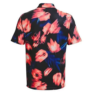 เสื้อโปโลพิมพ์ลายดอกไม้สำหรับผู้ชาย สีส้ม น้ำเงิน ดีไซน์แขนสั้น ผ้าฝ้ายผสมเนื้อนุ่ม เสื้อโปโลลำลองสำหรับฤดูร้อน - Product Image 4