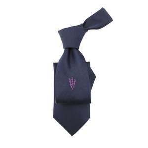 Cravate personnalisée en gros-grain jacquard tissé rose avec logo éclair, bleu marine, pour hommes d'affaires et clubs - Product Image 3