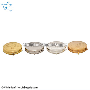 Brass Pyx IHS Engraved | Gold & Silver Holy Communion Pyx for Eucharistic Hosts – Export Corporation - Product Image 2