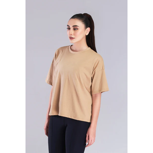 Camiseta de Manga Corta Oversize con Cuello Redondo, Color Sólido, Estilo Casual para Mujer, Tejido Ajustado - Product Image 3