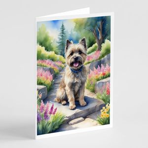 Whimsical Cairn Terrier Spring Path A7 Tarjetas de felicitación Paquete de 8 tarjetas de notas en blanco con sobres Tamaño 5x7 - Product Image 1