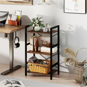Libreria Industriale a 4 Ripiani Marrone Rustico e Nero con Struttura in Metallo Resistente e Barre a X - Product Image 5