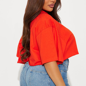 Camiseta Oversize de Algodón para Mujer, Diseño Personalizado con Logotipo, Top Corto de Alta Calidad para Verano - Product Image 5