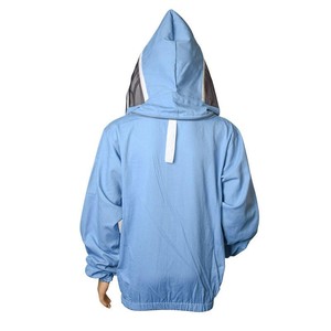 Chaqueta Protectora de Apicultura con Velo de Malla Desmontable, Transpirable, Ajuste Holgado, Mangas de Poliéster y Algodón, Color Azul Claro - Product Image 2