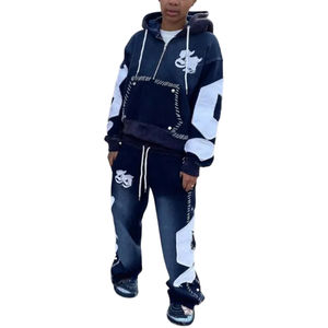 Conjunto de Chándal de Algodón Grueso con Logotipo Personalizado, Transpirable, Oversize, con Bordado Completo, Pantalones Deportivos de Invierno, Tallas Grandes - Product Image 2