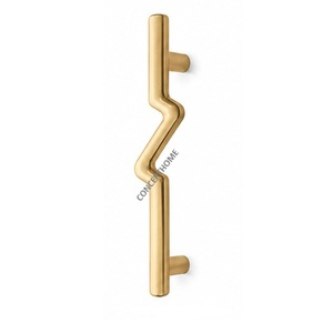 Geometric brass cabinet handle Polished <b>gold</b> minimalist design Durable furniture handle Concept home geometric brass - Product Image 3