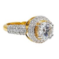 Cincin berlian hasil lab, emas kuning, cincin tunangan berlian, setting prong, potongan brilian, bersertifikat IGI, mewah, harga grosir wanita
