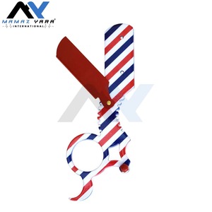 Professional Single Ring Striped Stainless Steel Straight Edge <b>Razor</b> Sustainable Single Blade Barber Shavette <b>Mens</b> Shaving Tool - Product Image 6