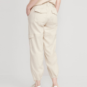 Pantalones Cargo de Cintura Alta para Mujer, Color Sólido, Estilo Casual, Largura al Tobillo, con Bolsillos, Cierre de Botones, Corte Holgado, Proveedor OEM - Product Image 4