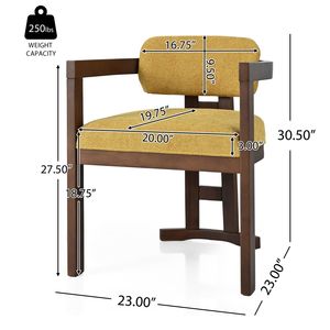 Ensemble de 2 chaises de salle à manger en bois rembourrées jaunes, finition noyer, pour usage intérieur - Product Image 3