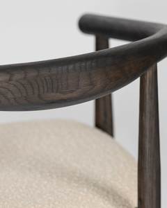 Silla de comedor escandinava de mediados de siglo, de teca, con asiento tapizado en algodón y patas de madera - Product Image 3